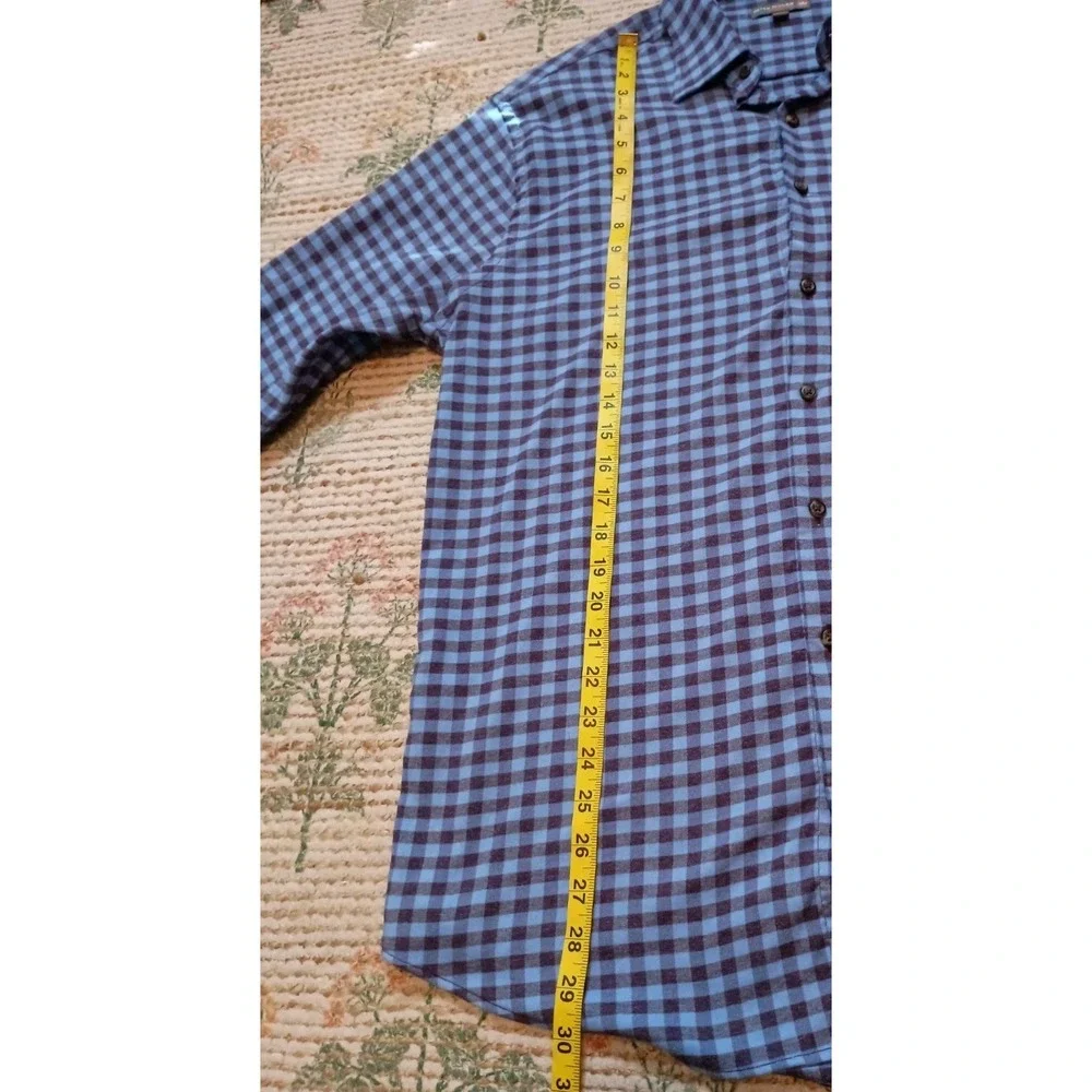 Peter Millar Crown Sport Blue & Plum Check Long Sleeve Button Down Shirt Men's L - Picture 9 of 10